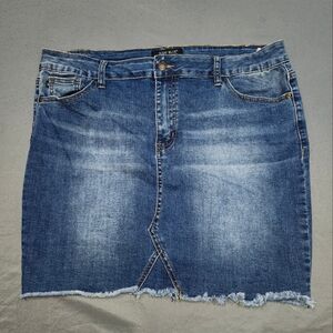 JUDY BLUE Giddy Up Glamour denim jean skirt Women's 1XL stretch Cotton Blend EUC